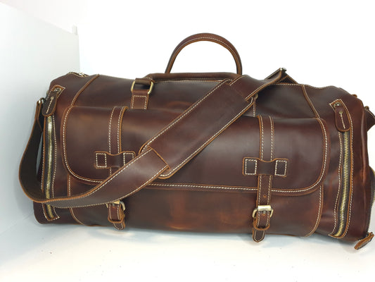 Vintage leather travel bag - Weekend away in style!