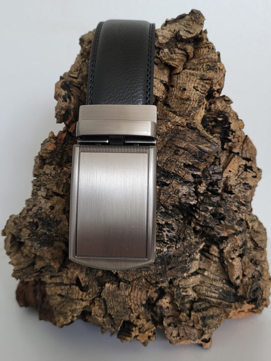 <tc>Ceinture homme en cuir avec boucle à verrouillage automatique</tc>