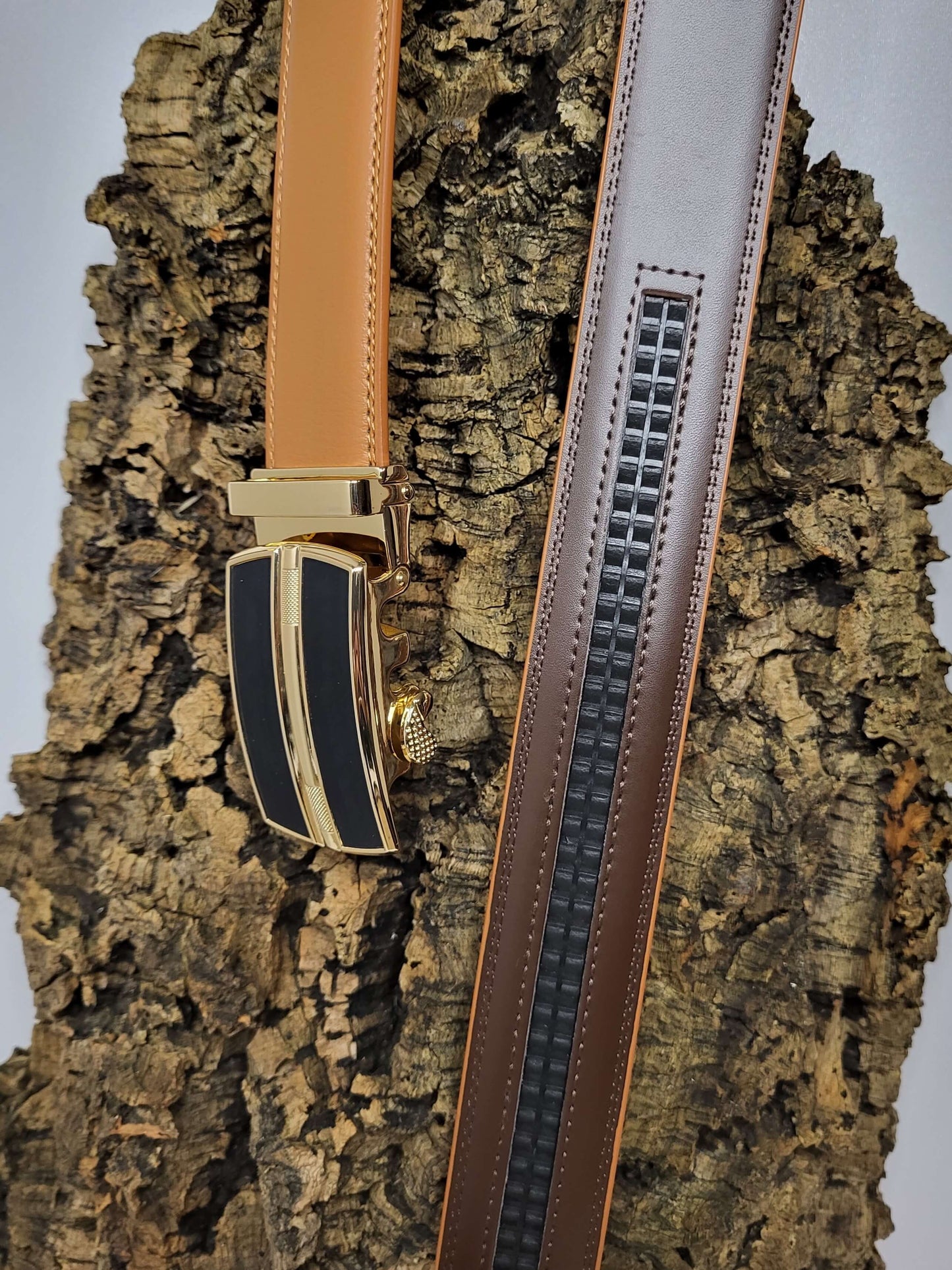 <tc>Ceinture en cuir unisexe avec boucle à verrouillage automatique - Noir</tc>