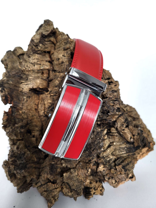 WooDuck Lederen riem met Automatische gesp - Model 5 - rood