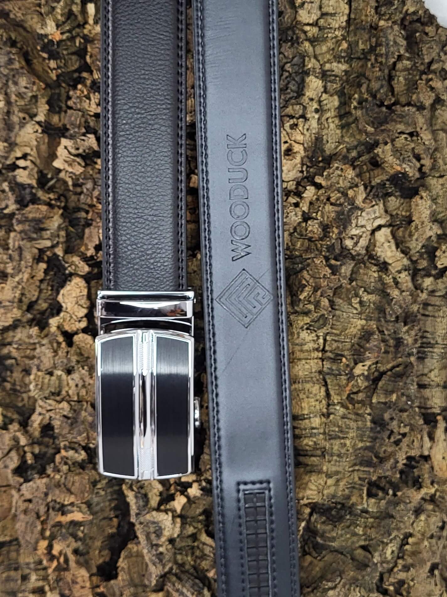 <tc>Ceinture en cuir unisexe avec boucle à verrouillage automatique - Noir</tc>