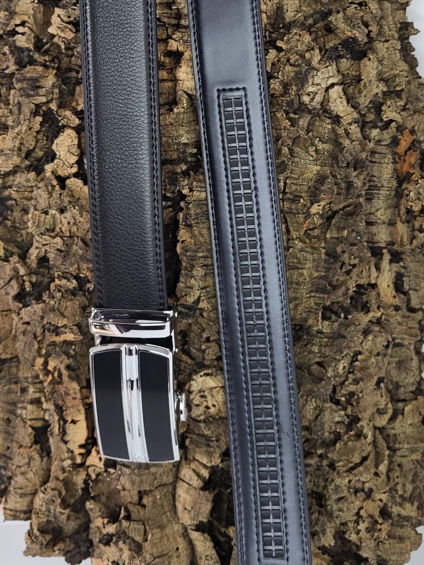 <tc>Ceinture en cuir unisexe avec boucle à verrouillage automatique - Noir</tc>