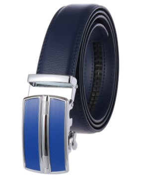 <tc>Ceinture en cuir unisexe avec boucle à verrouillage automatique - Bleu</tc>